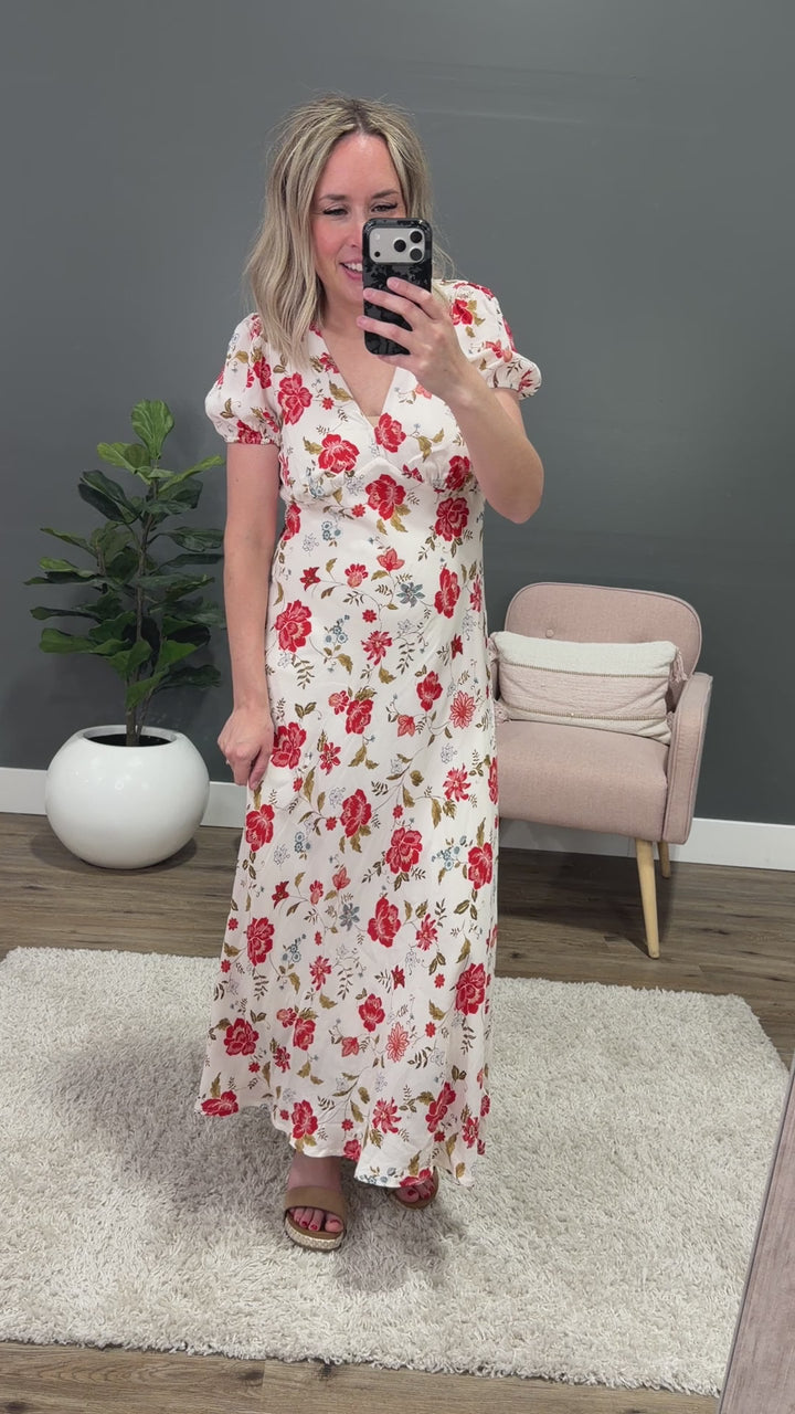 NEW! Olivia Floral V Neck Midi Dress Mine