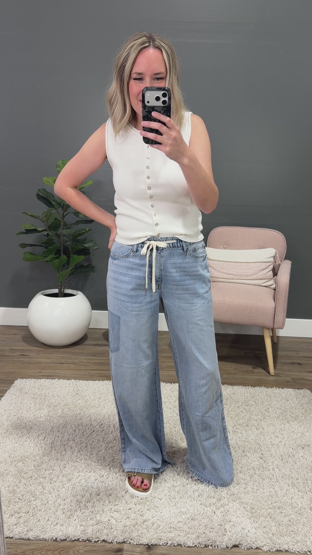 NEW! Judy Blue Holding On Elastic Waist Palazzo Jeans Judy Blue