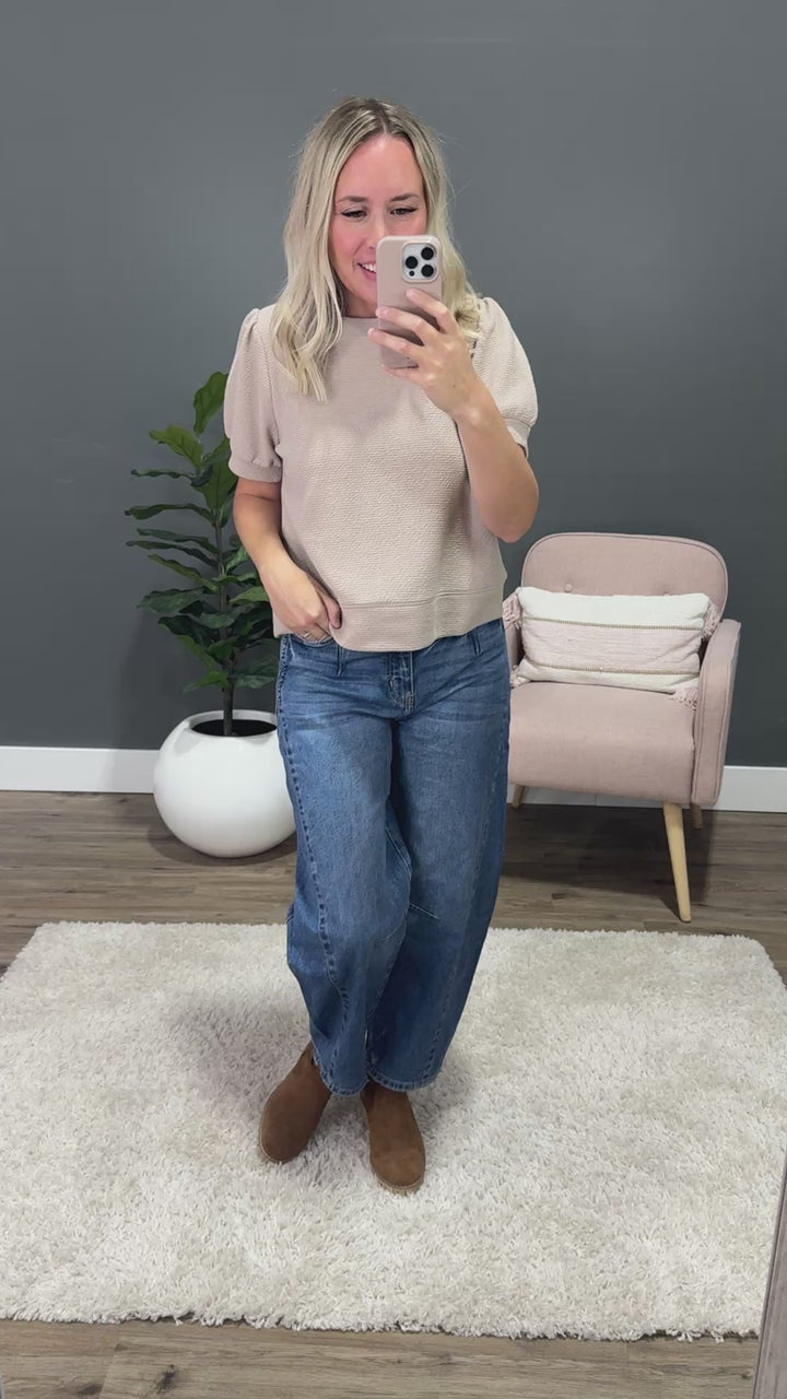 Be There Cloud Knit Puff Sleeve Top - Taupe Tres Bien