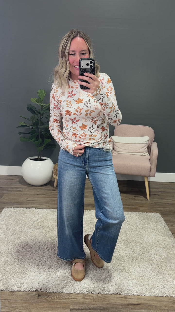 NEW! Blair Long Sleeve Top - Harvest Leaves
