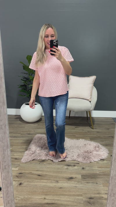 Dina Lace Ruffle Neck Top - Pink FINAL SALE