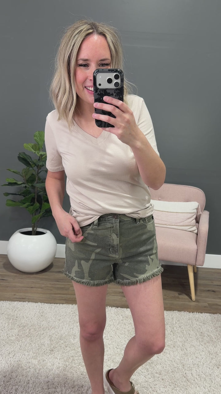 NEW! Favorite V Neck Top - Sand Beige Zenana