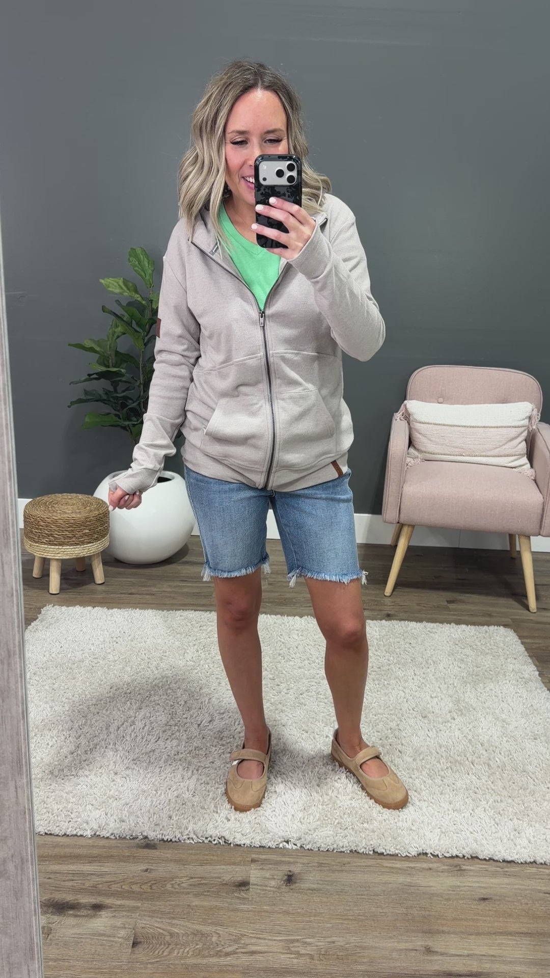 NEW! Ampersand Ave Performance Fleece FullZip Sweatshirt - Silver Sand