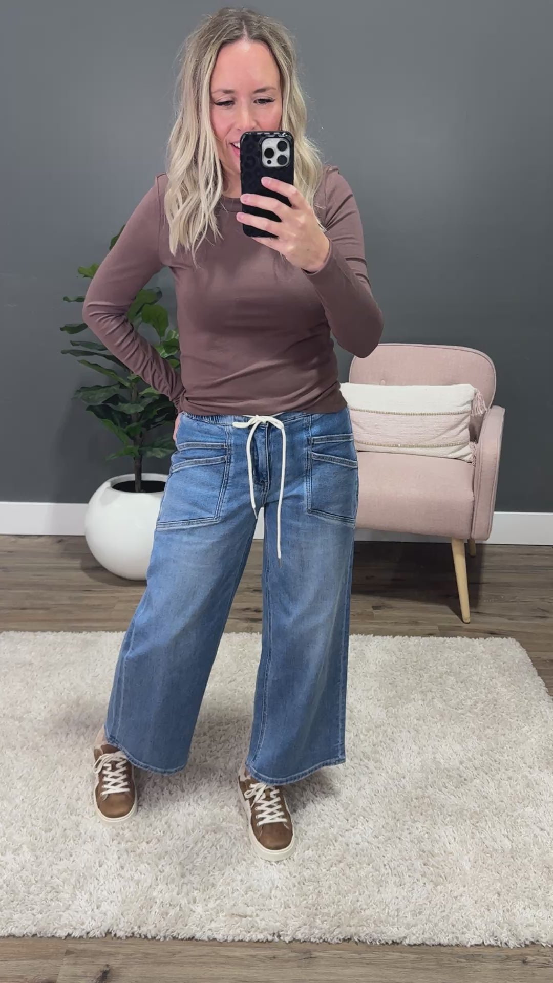 Vervet Natasha Drawstring Wide Leg Jeans