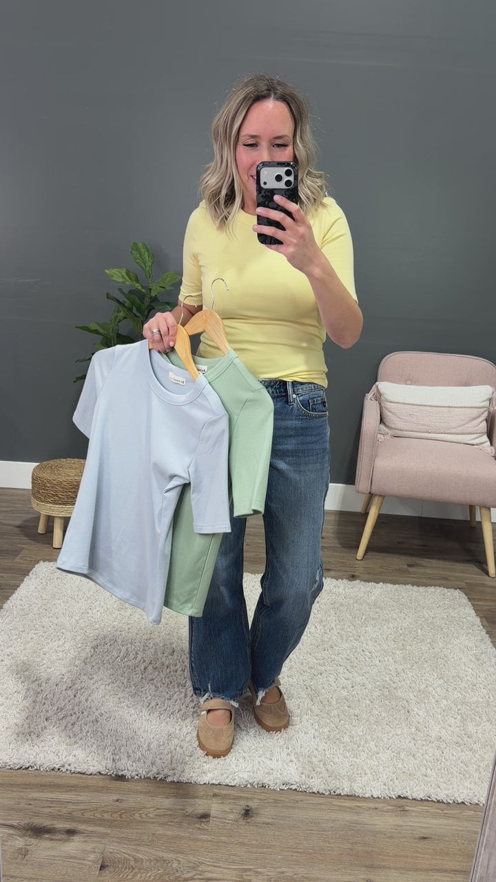 NEW! Lola Half Sleeve Knit Top - Baby Blue