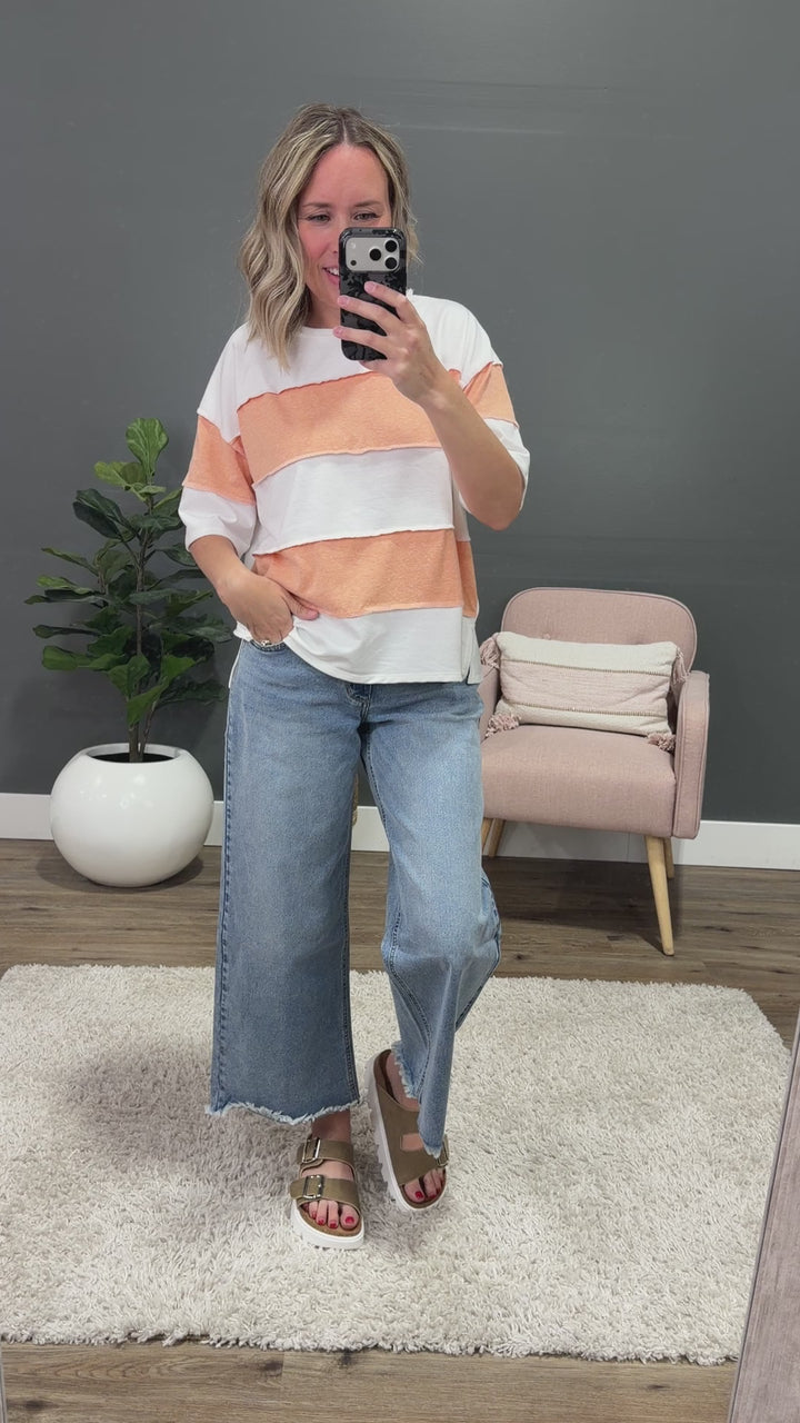NEW! Maya Color Block Top - Peach