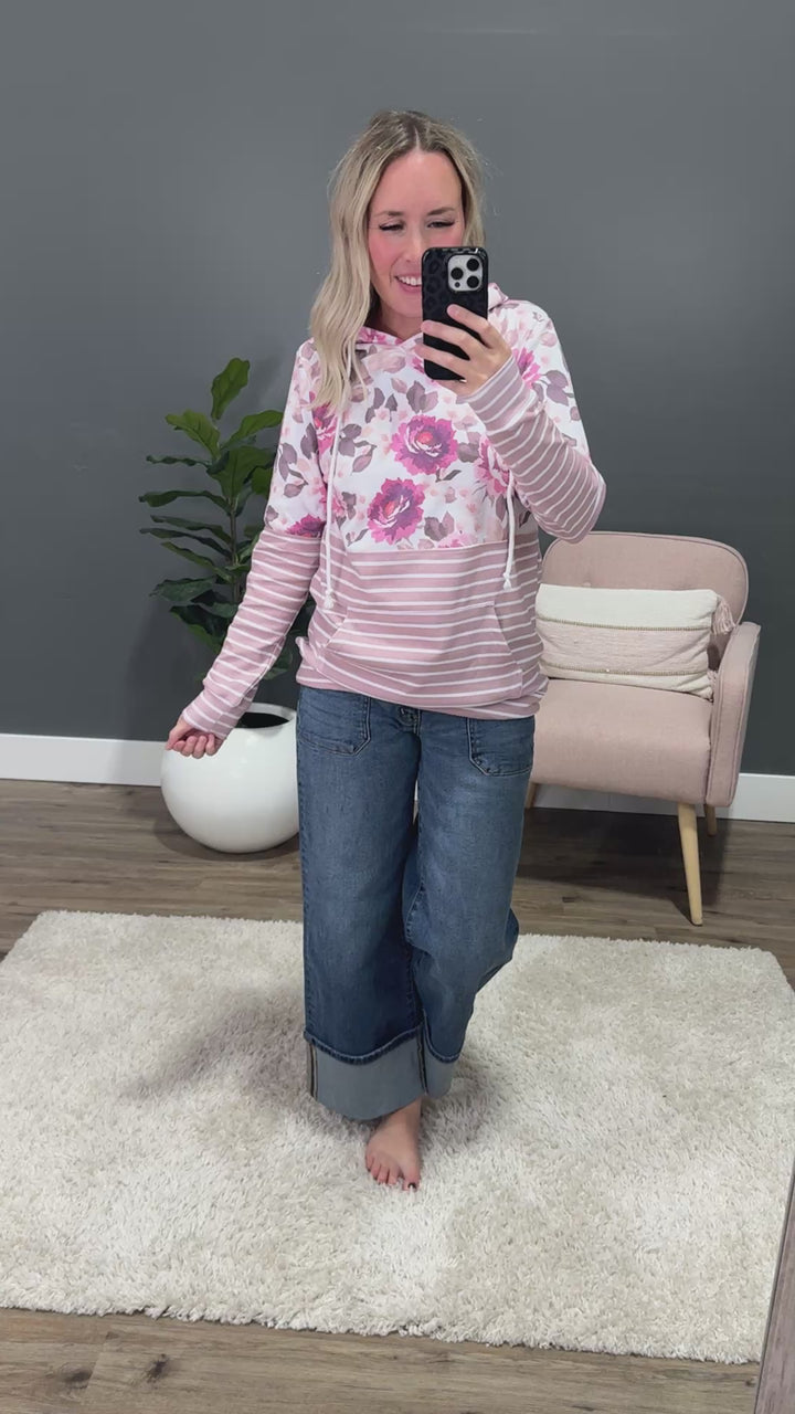 NEW! Hailey Pullover Hoodie - Autumn Blossom & Stripes Michelle Mae