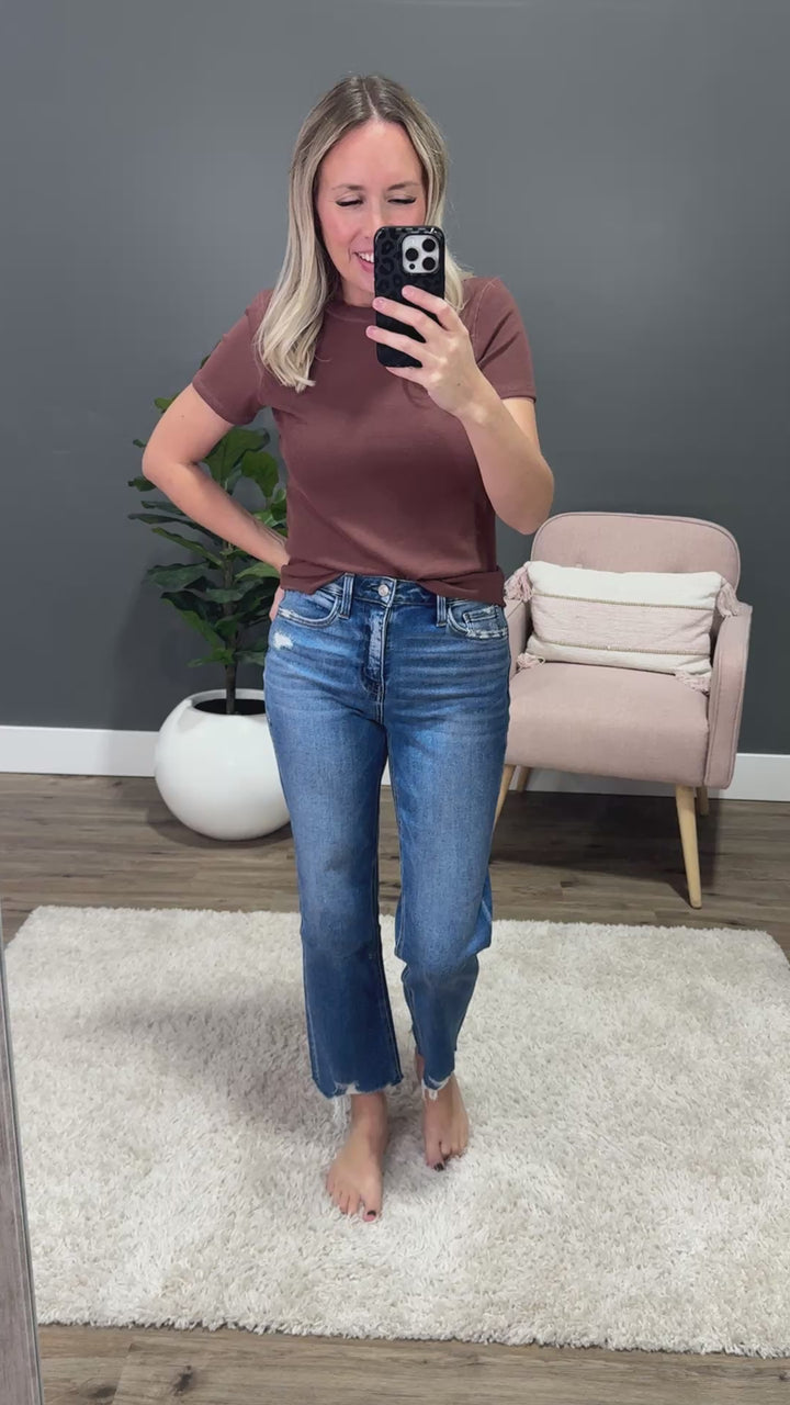 NEW! Lovervet Josie Distressed Hem Straight Jeans Vervet