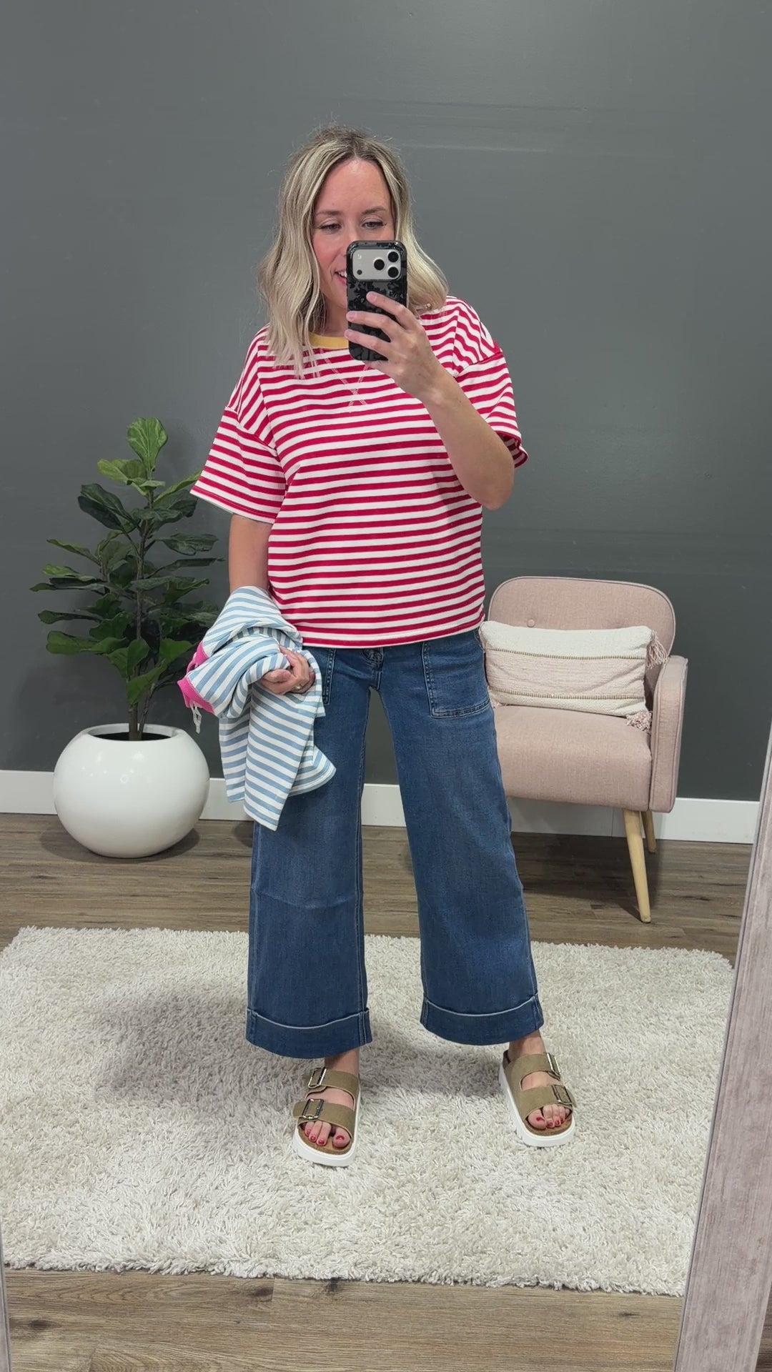 NEW! Ellie Contrast Striped Top - Red & Yellow