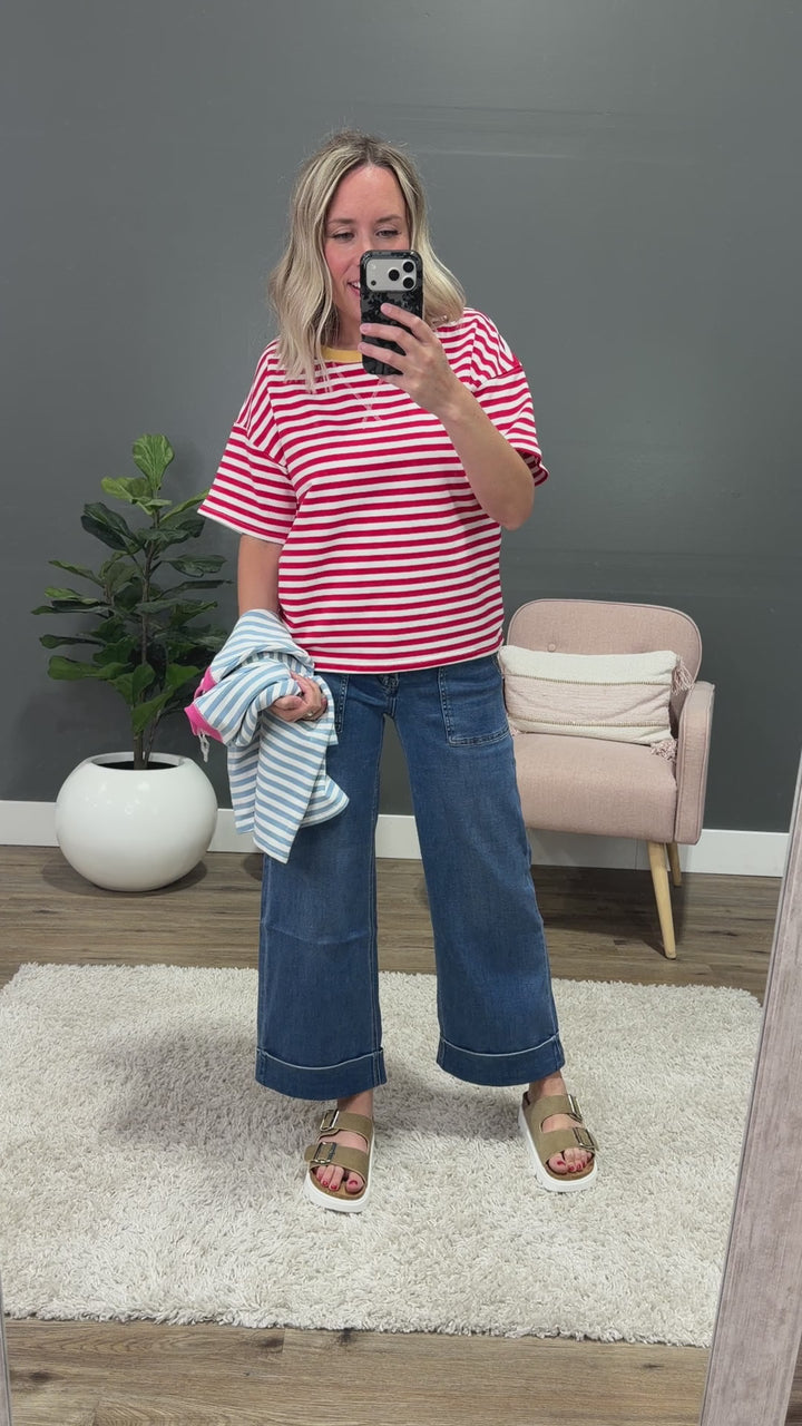 NEW! Ellie Contrast Striped Top - Red & Yellow