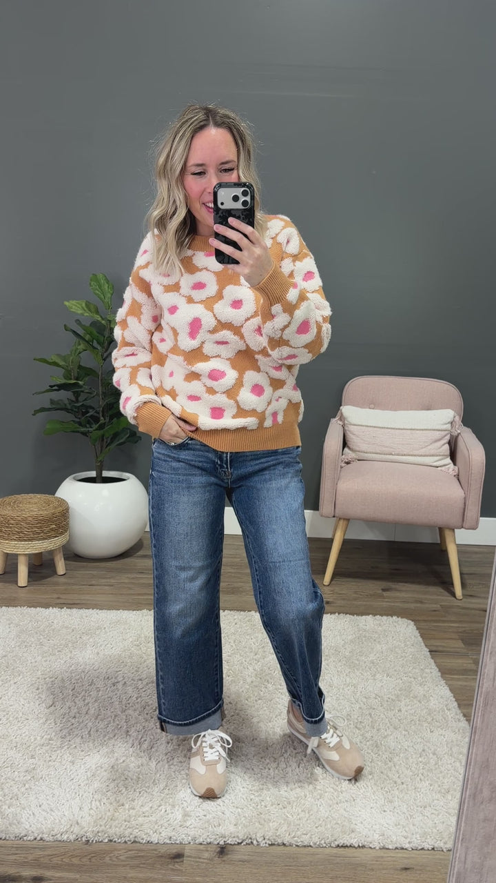 Clara Raised Daisy Sweater - Taupe FINAL SALE Lovely Melody