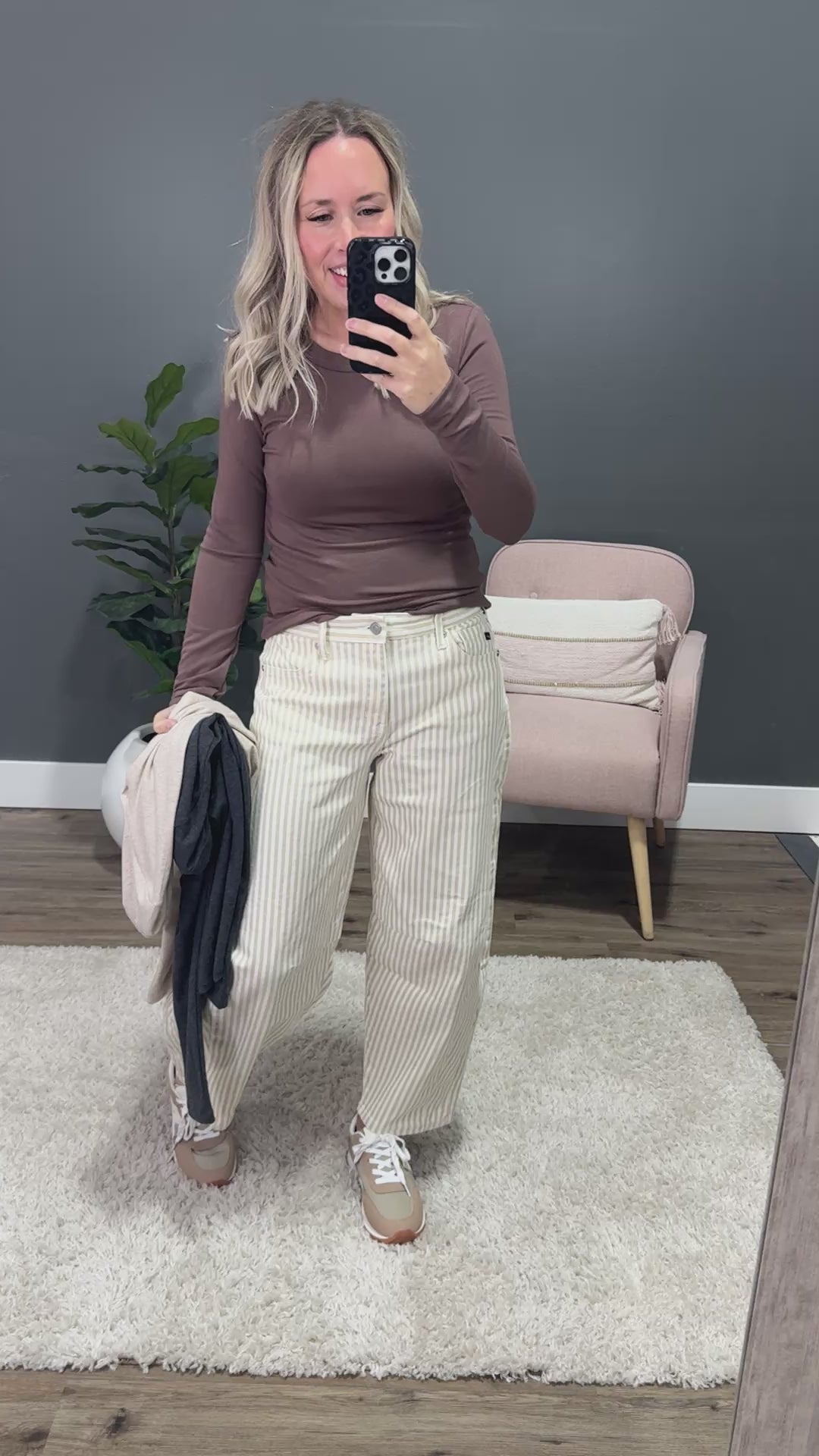 Elle Long Sleeve Knit Top - Brown Be Cool