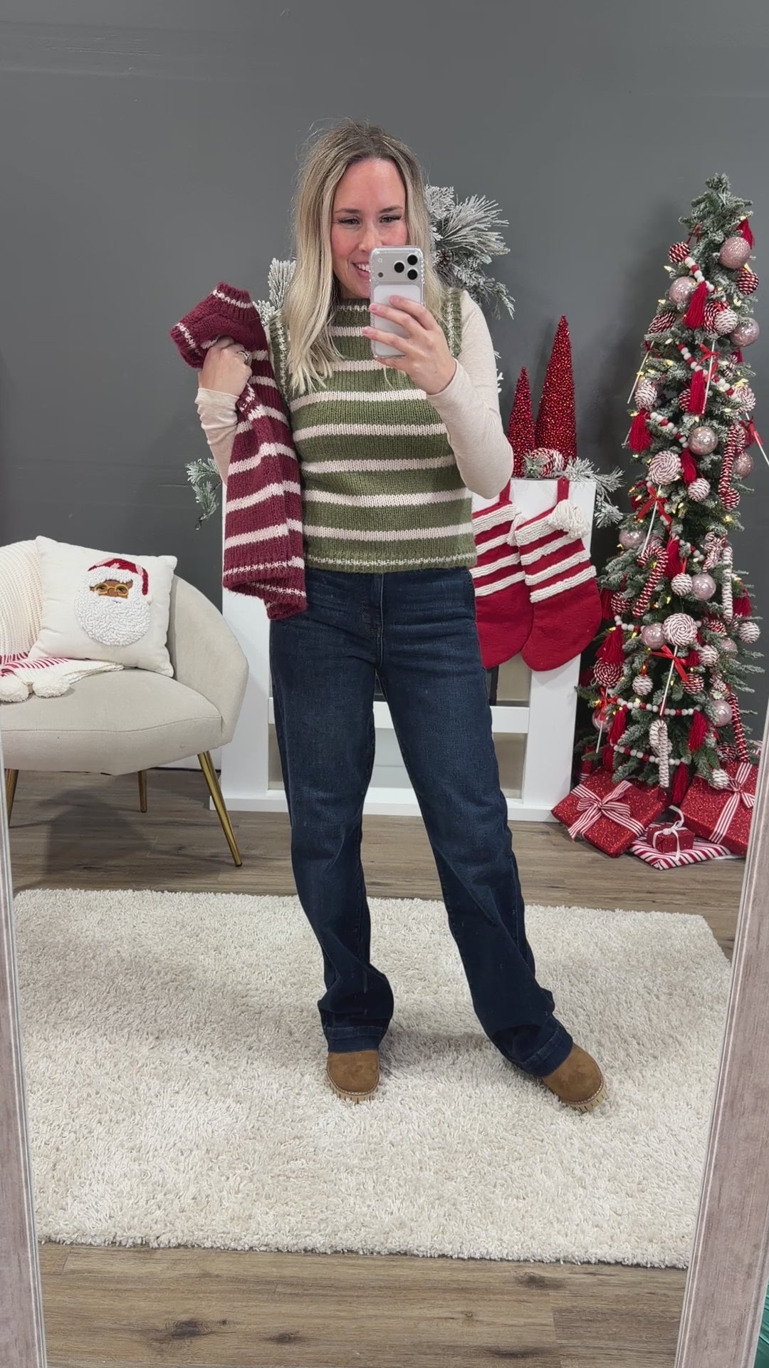 NEW! Jackie Wool Striped Sweater Vest - Olive