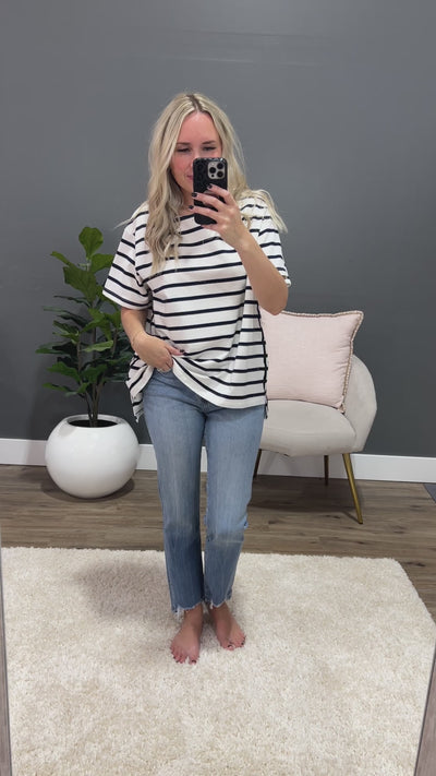 Gwen Navy Striped Top