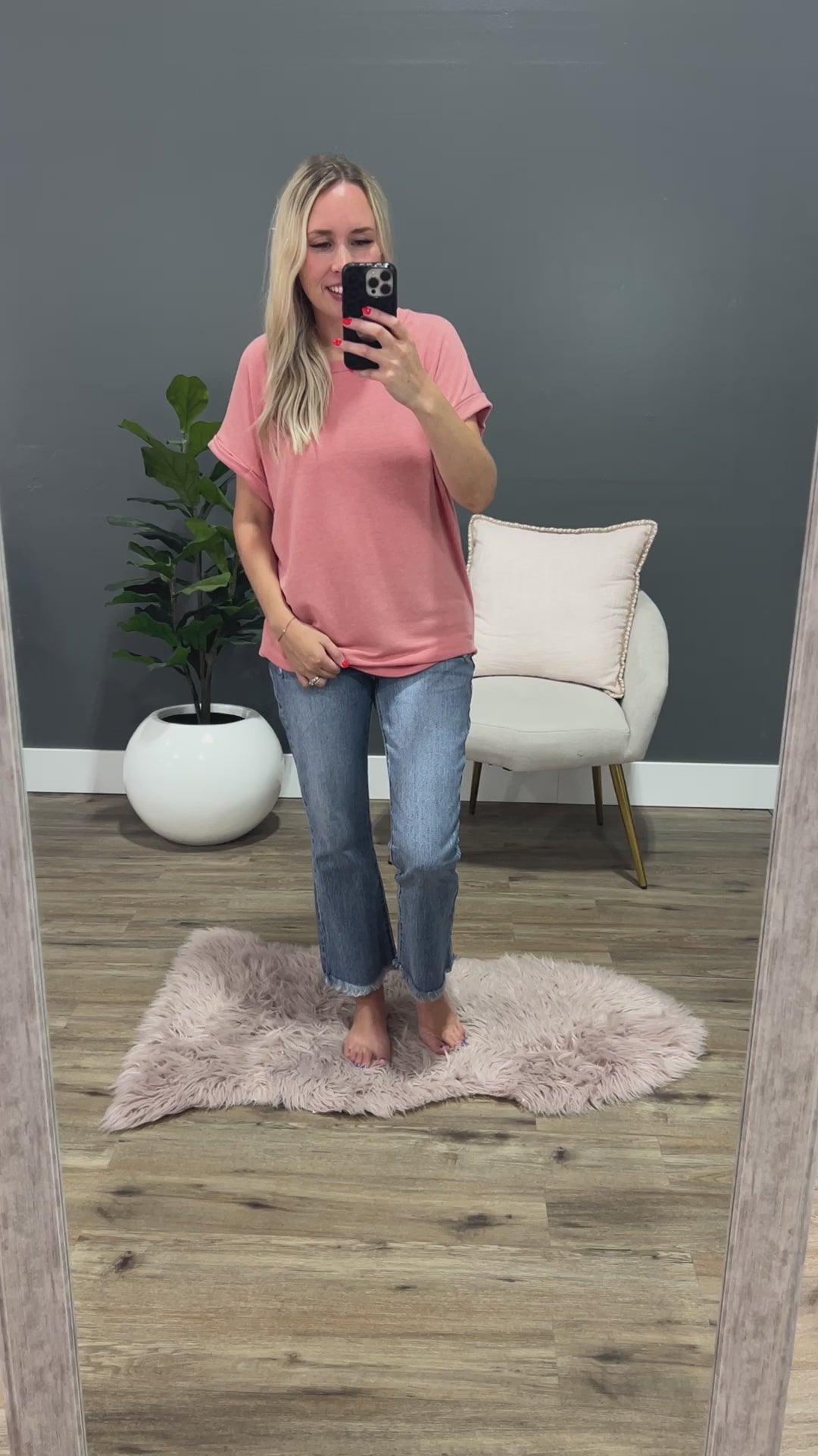 Melissa Roll Sleeve Top - Coral FINAL SALE