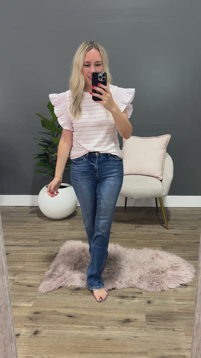 Juliette Smocked Flutter Sleeve Top - Pink FINAL SALE