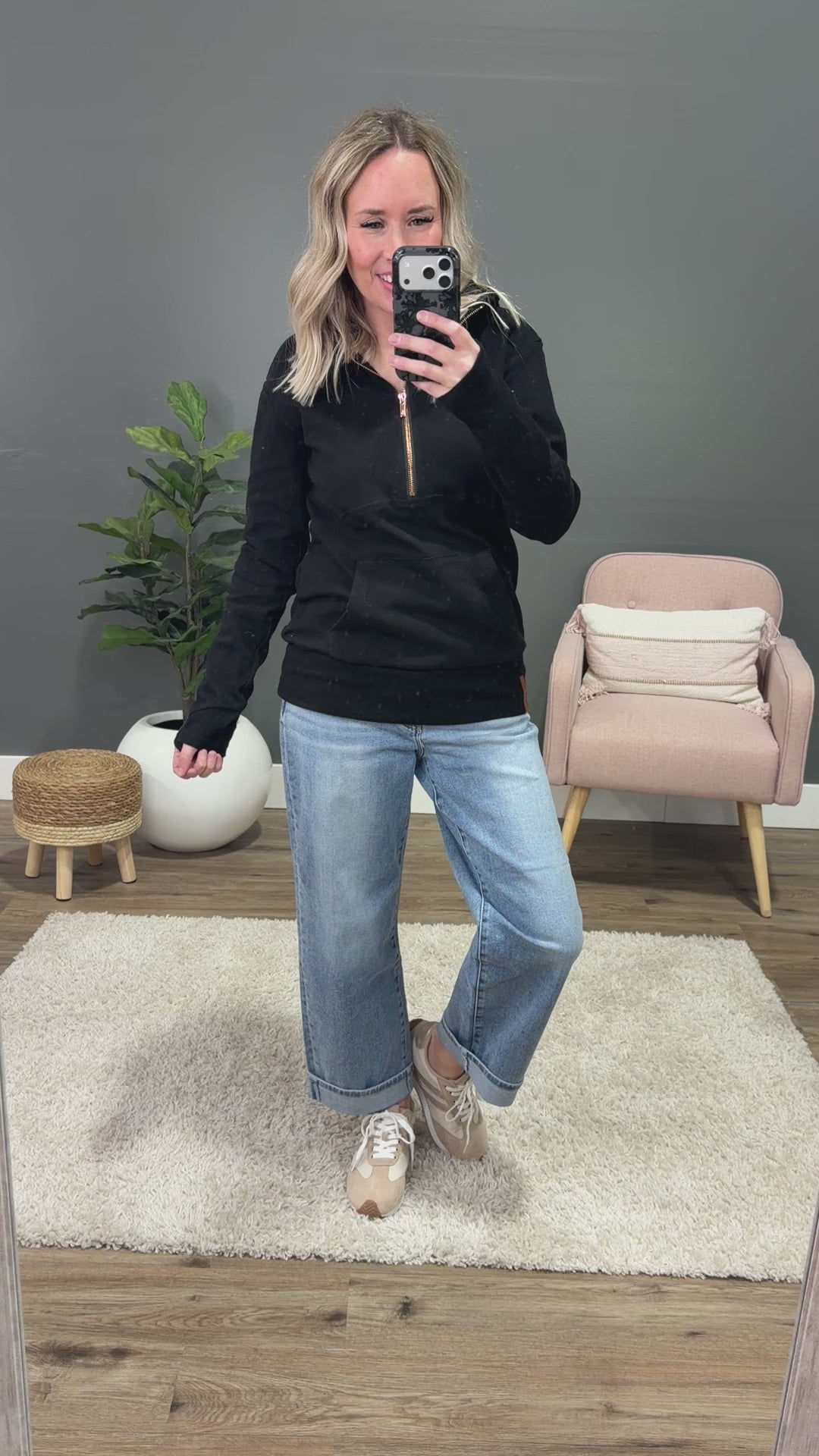 NEW! Ampersand Ave Midnight Rose HalfZip Hoodie Ampersand Ave