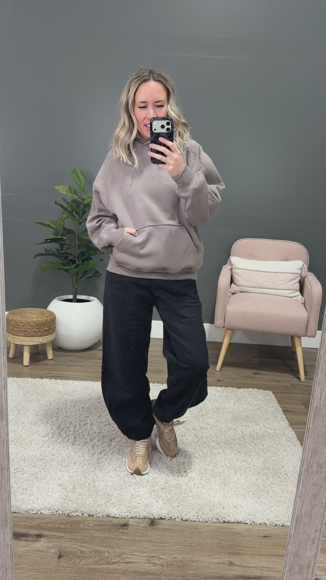 NEW! Rae Mode Fleece Oversized Hoodie - Dark Taupe Rae Mode