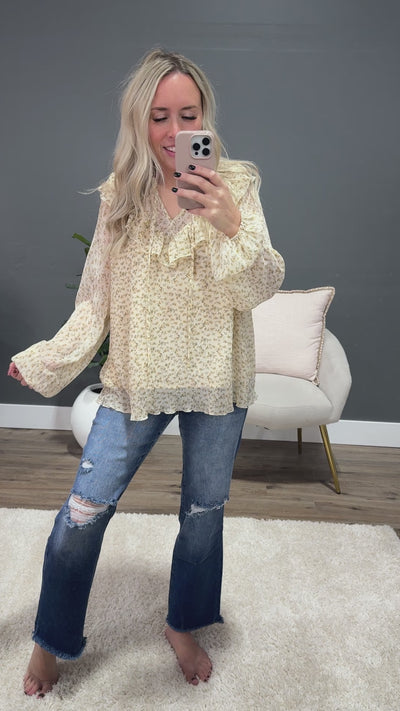 Peyton Floral Chiffon Ruffle Blouse