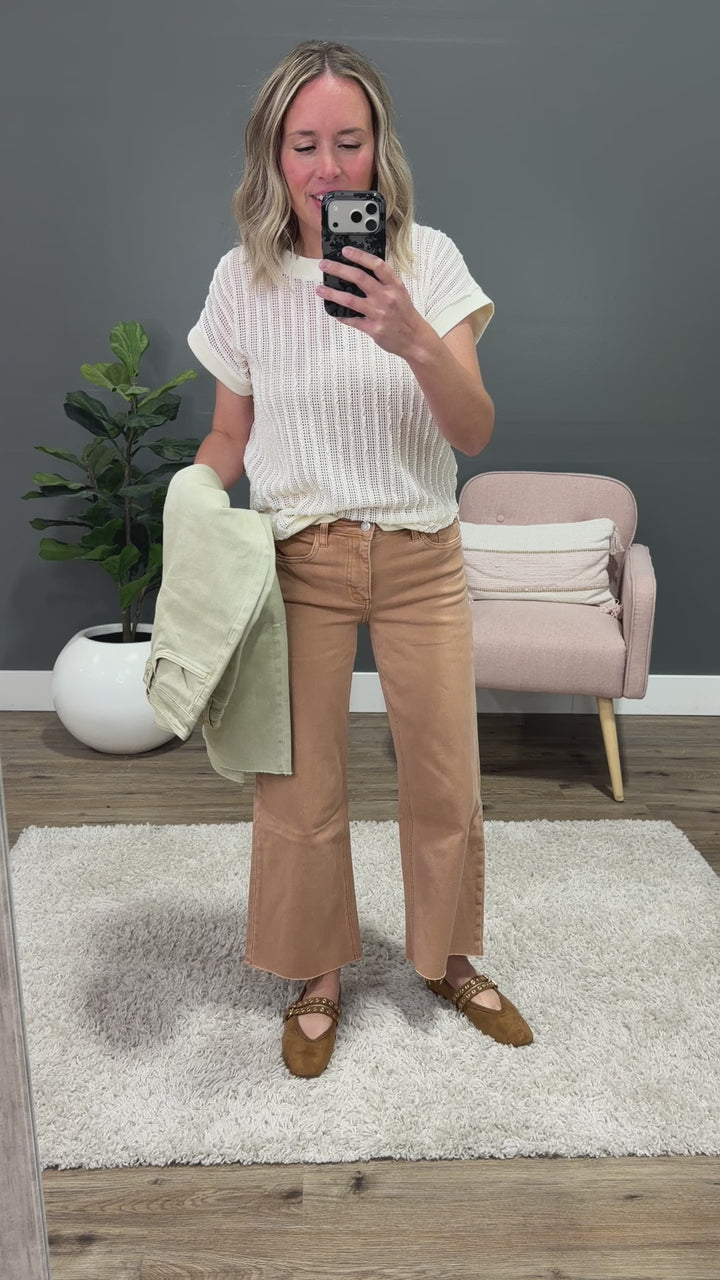 NEW! Vervet Skye Wide Leg Non Distressed Crop Jeans - Mocha