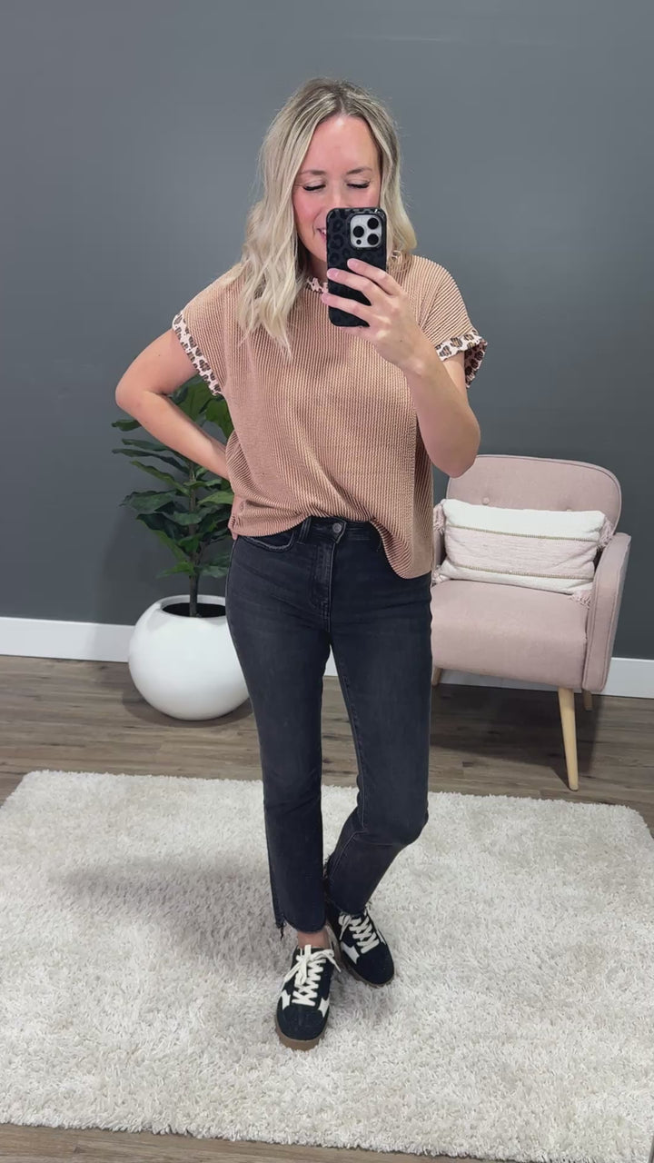 NEW! Vervet Think About It Fray Hem Crop Flare Jeans - Faded Black Vervet