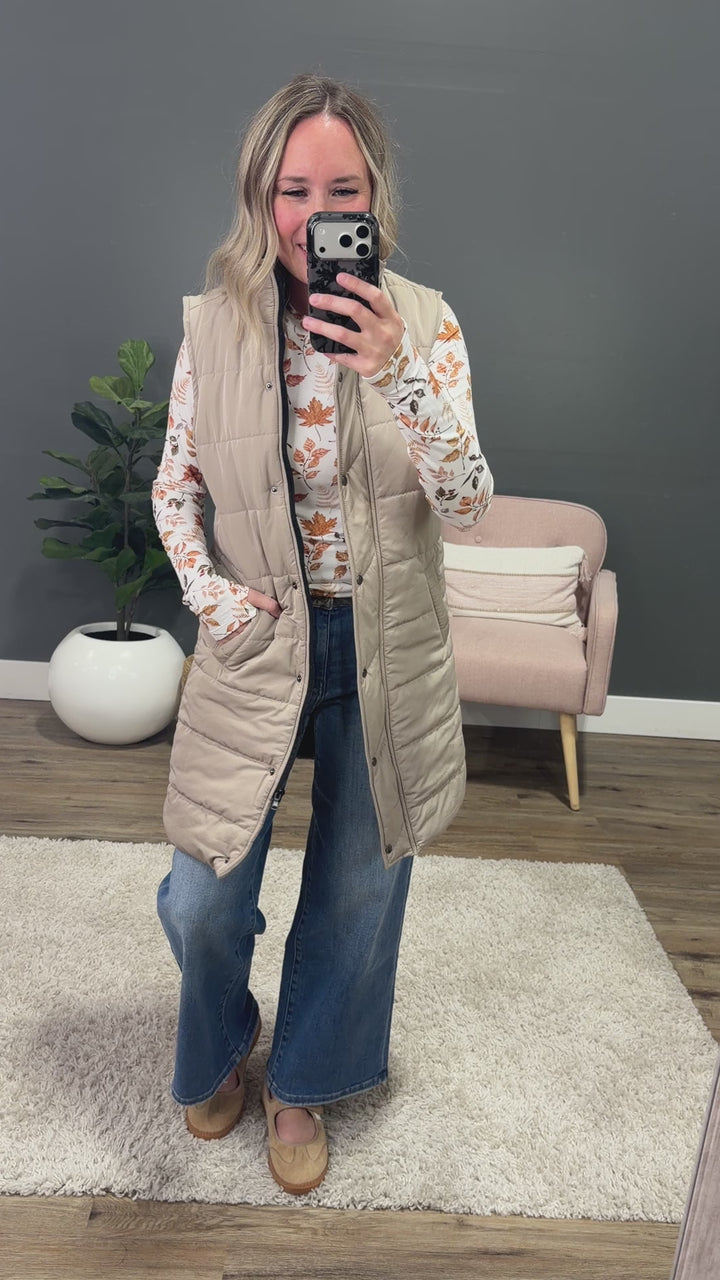 NEW! Harlow Long Vest - Latte