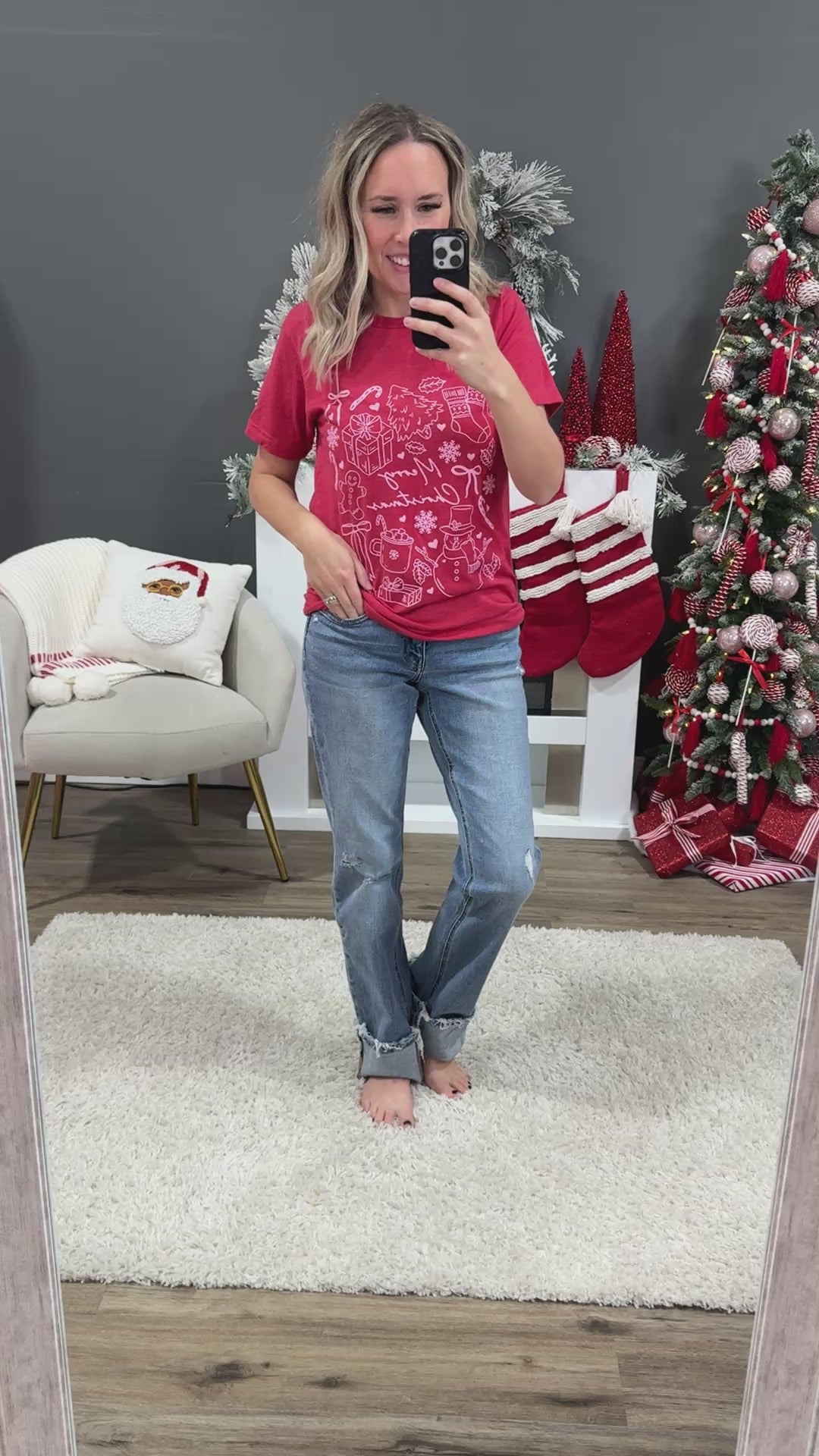 NEW! Merry Christmas Icon Tee - Red