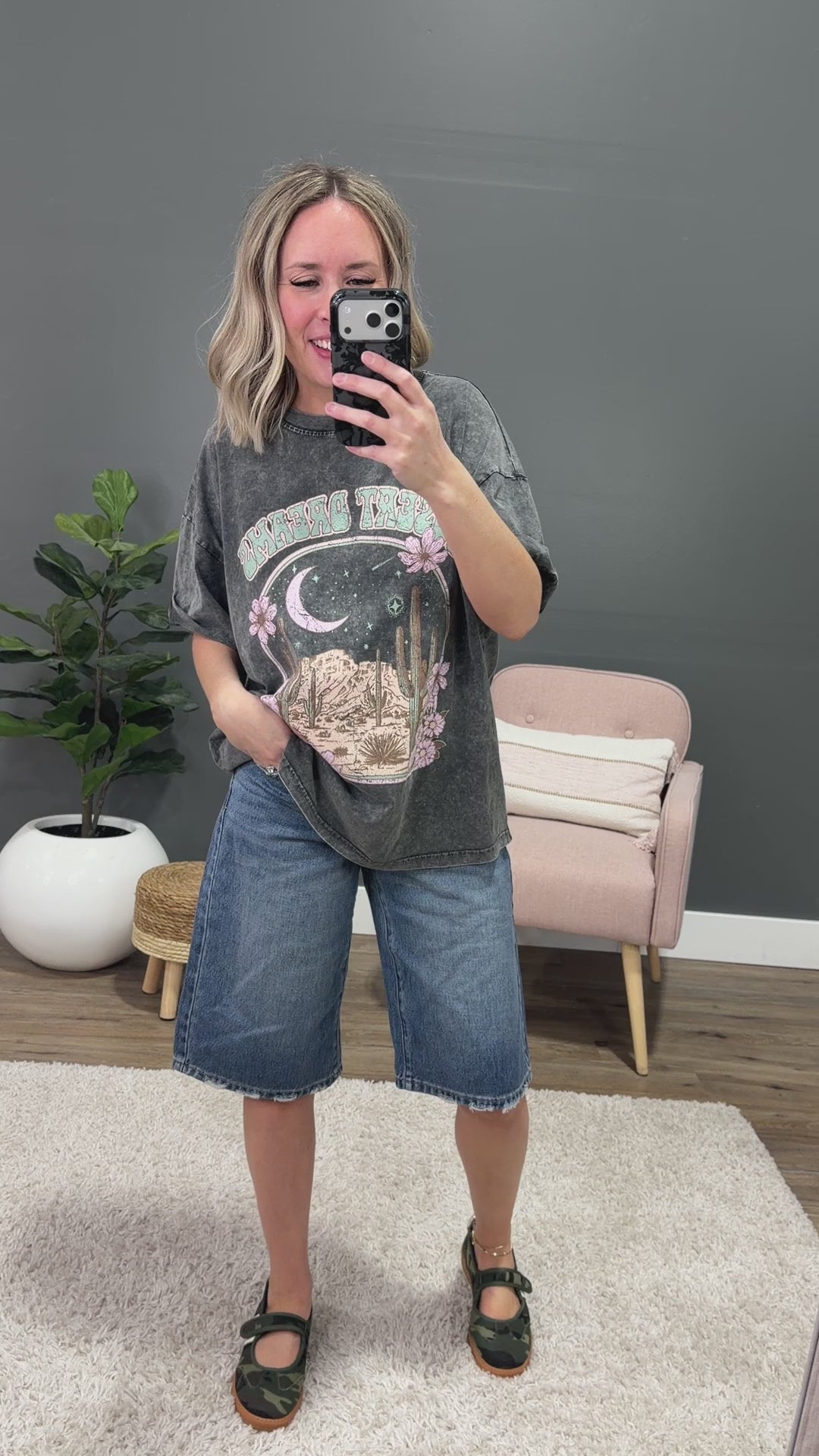 NEW! Desert Dreams Black Mineral Wash Tee Zutter