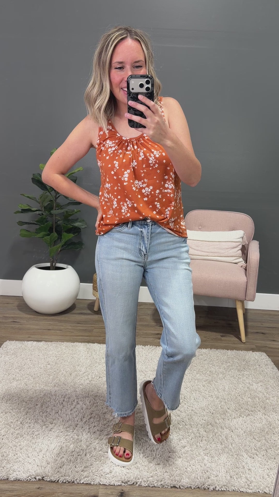 NEW! Octavia Floral Tank Top - Cinnamon