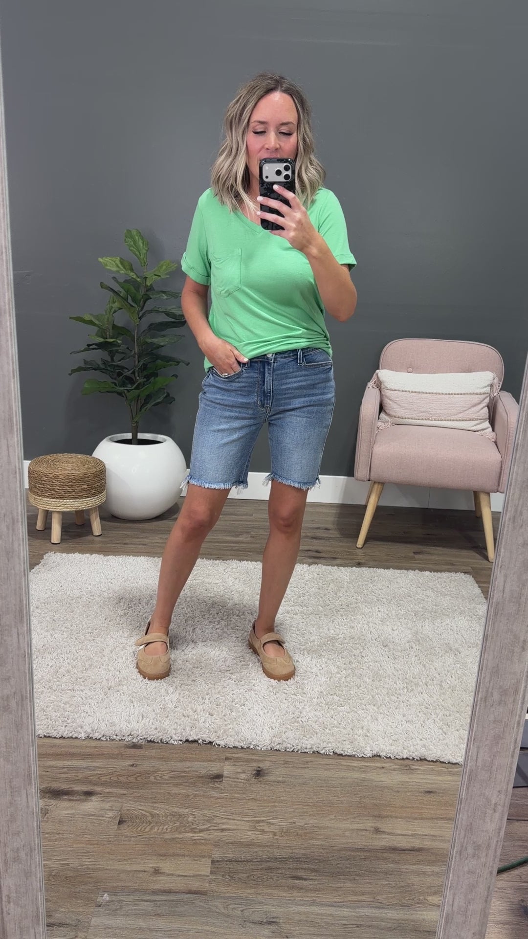 NEW! Judy Blue Britta Fray Hem Bermuda Shorts