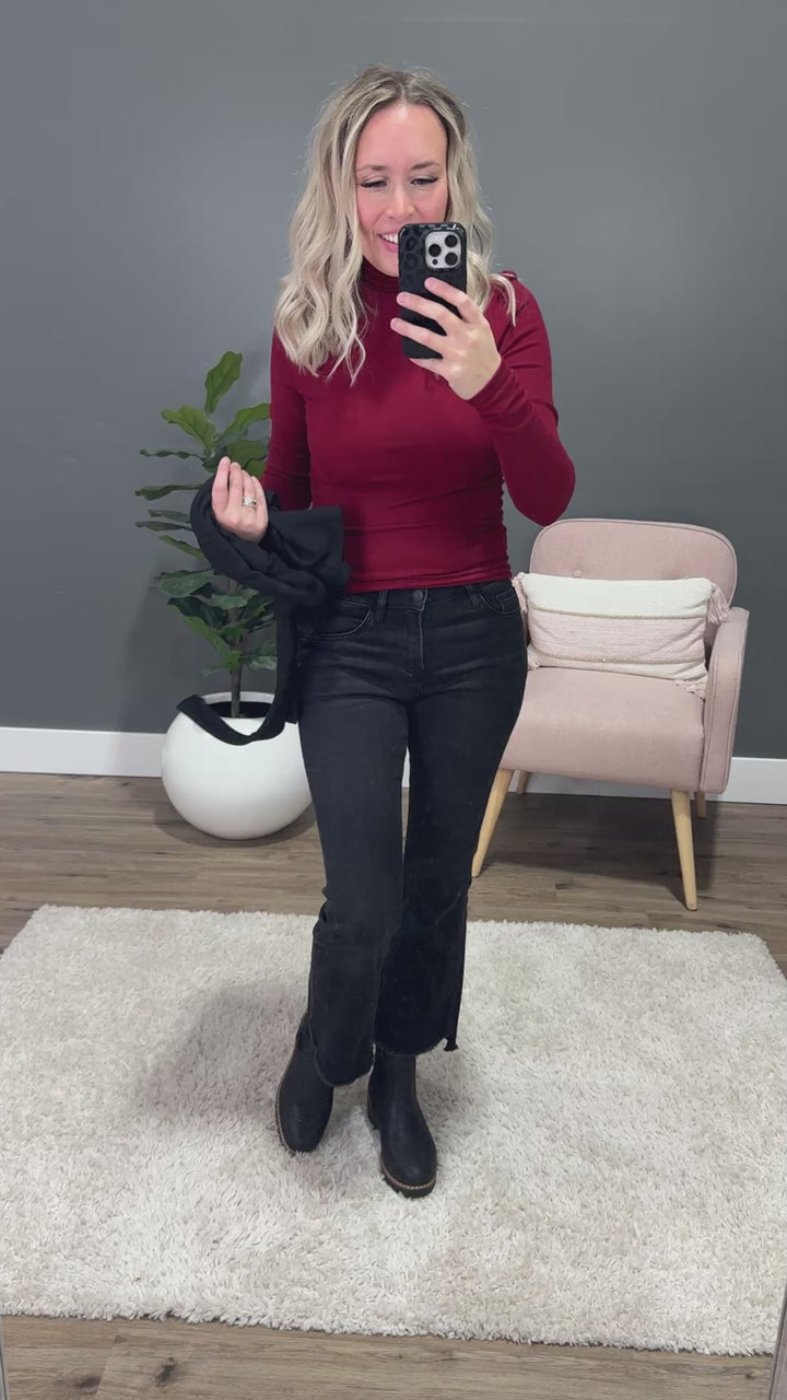 Meg Micro Ribbed Turtleneck Top - Black Zutter