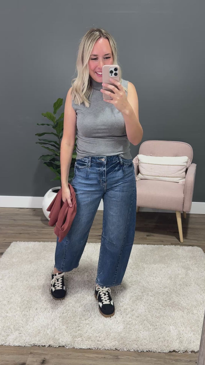 NEW! Lainey Mock Neck Sweater Tank Top - Heather Gray Be Cool