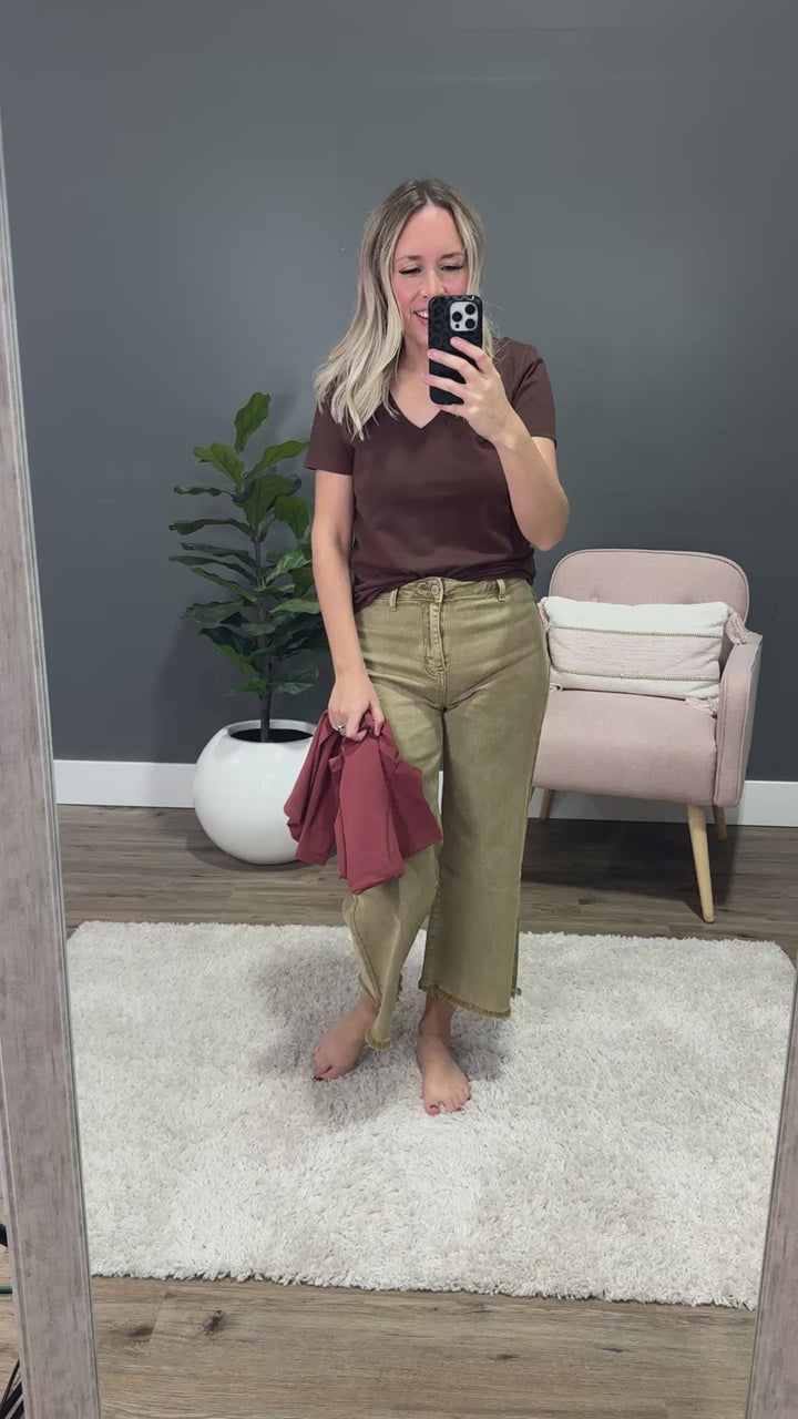 NEW! In Plain Sight V Neck Top - Chocolate Be Cool