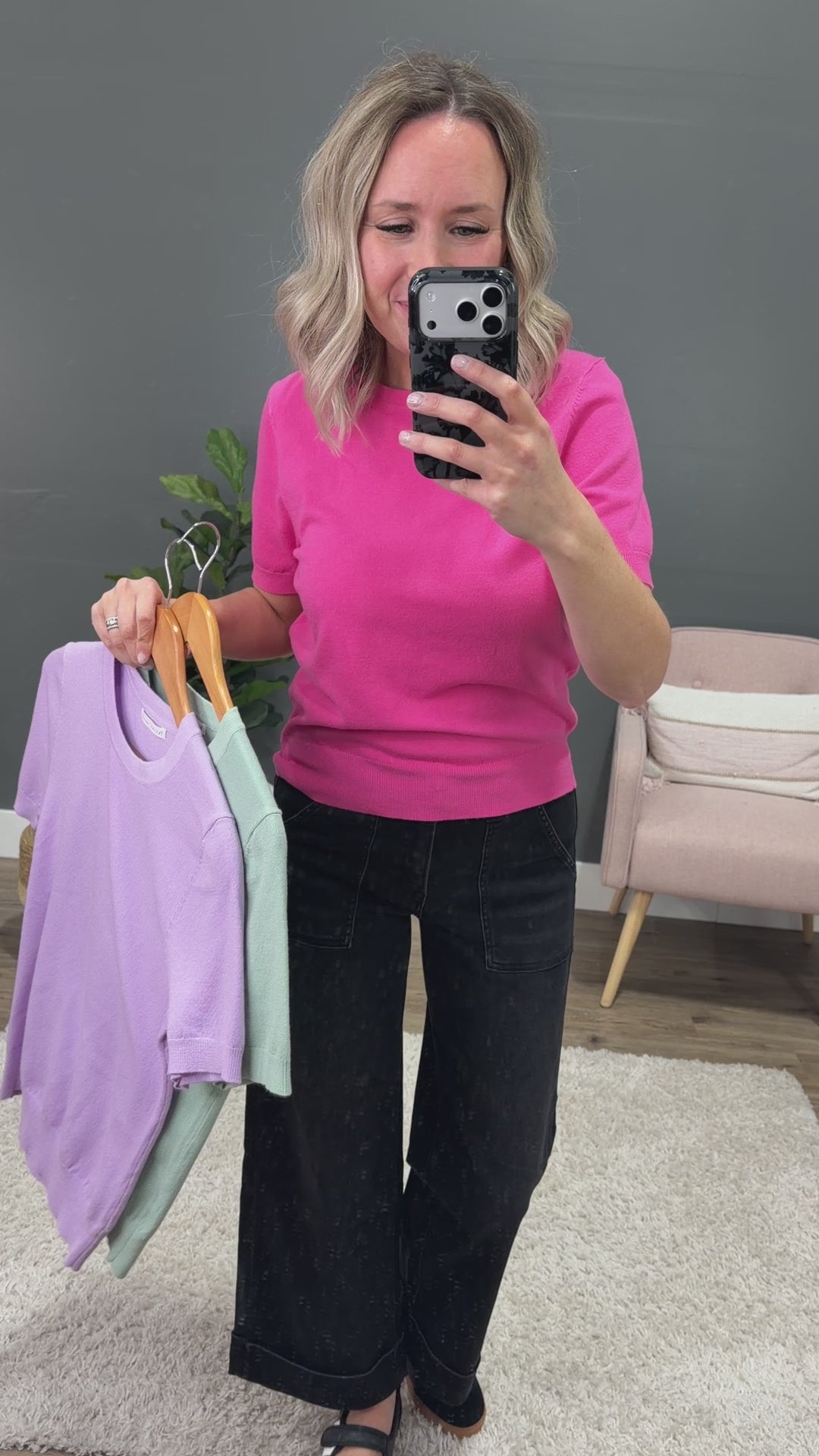 NEW! Ashton Short Sleeve Sweater Top - Lavender