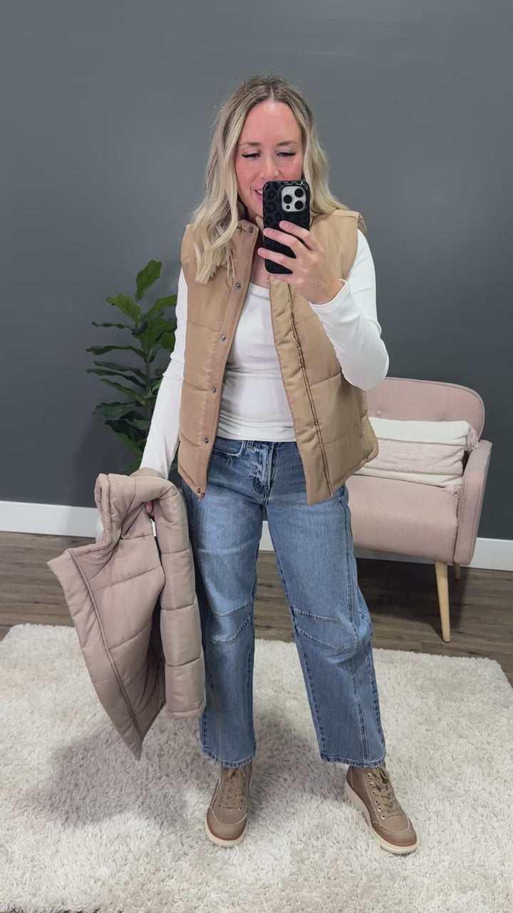 NEW! Peyton Puffer Vest - Camel Be Cool