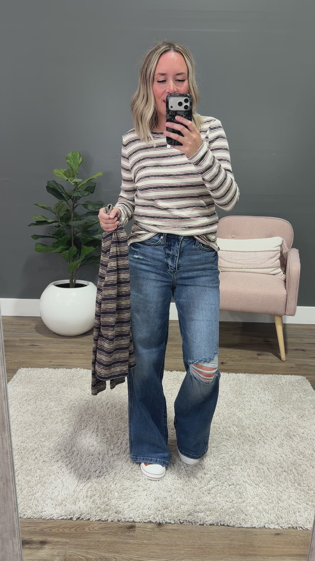 NEW! Alexa Multi Striped Top - Cream, Navy & Rust