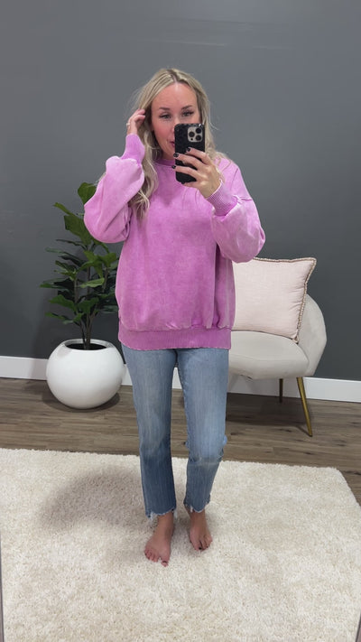 Boyfriend Crewneck Sweatshirt - Mauve Zenana