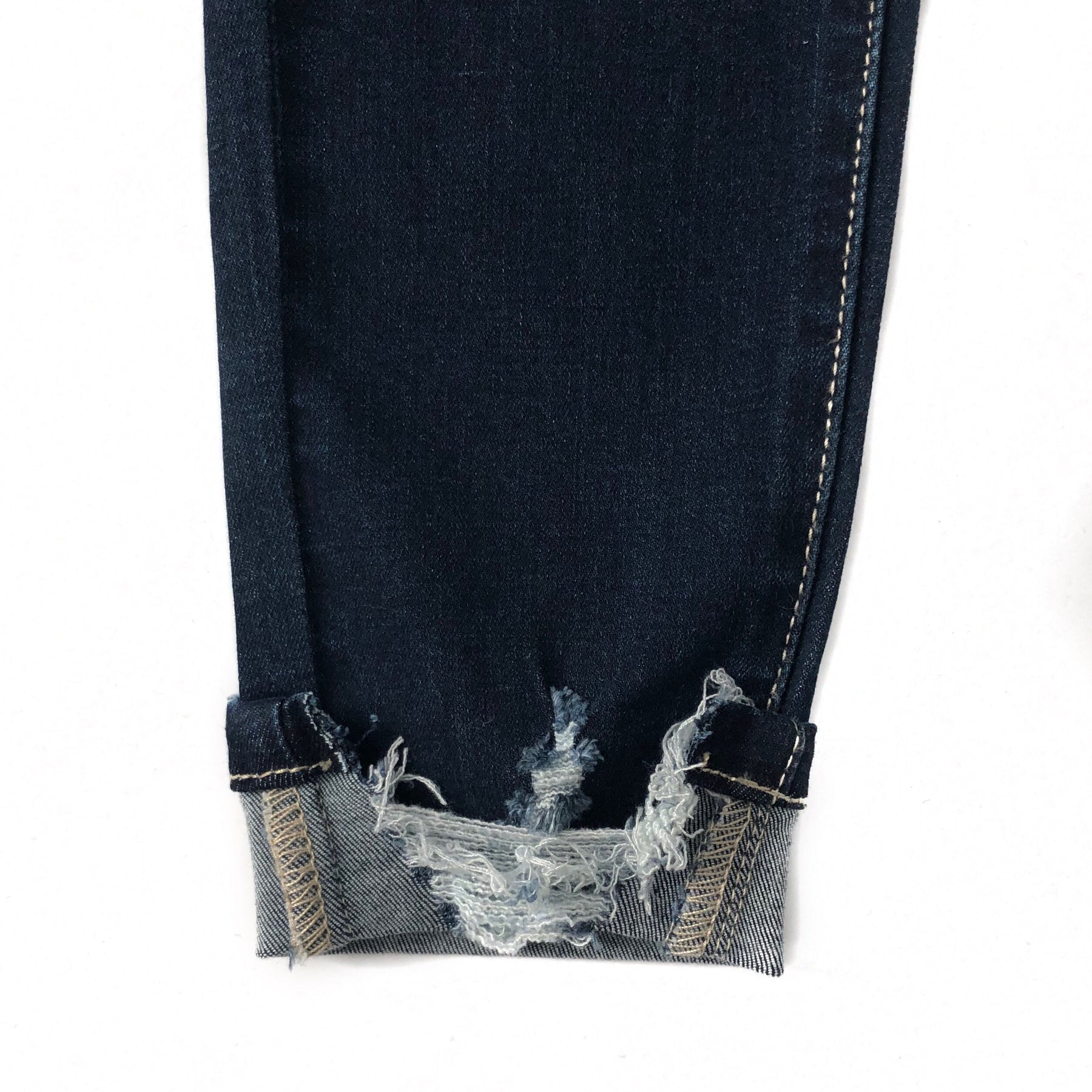KanCan Favorite Distressed High Waist Button Up Jeans - Dark Wash