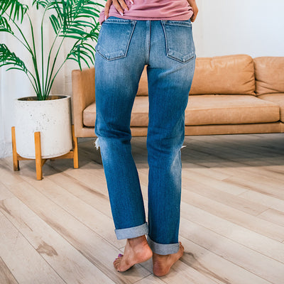 KanCan Vanessa Cuffed Distressed Straight Jeans  KanCan   