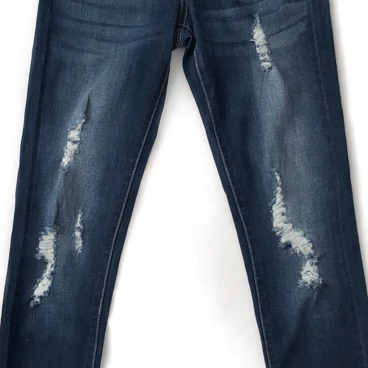 KanCan Favorite Distressed High Waist Button Up Jeans - Dark Wash