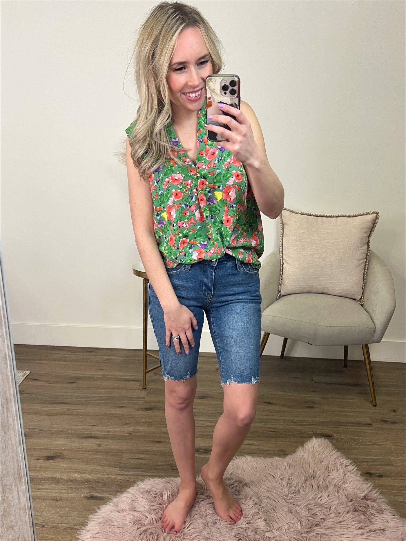 Carolina Green Floral Tank Blouse  Staccato   