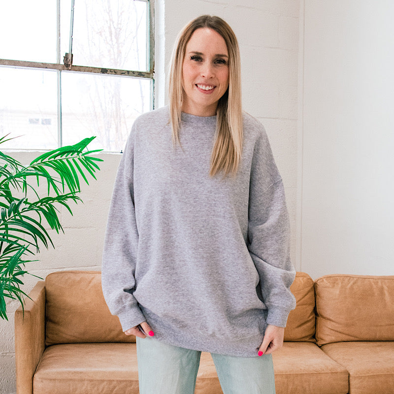Heather Gray Oversized Crewneck Sweatshirt FINAL SALE  Reflex   