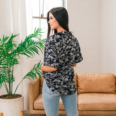 Brenda Navy Floral Button Up Blouse FINAL SALE  Sew In Love   
