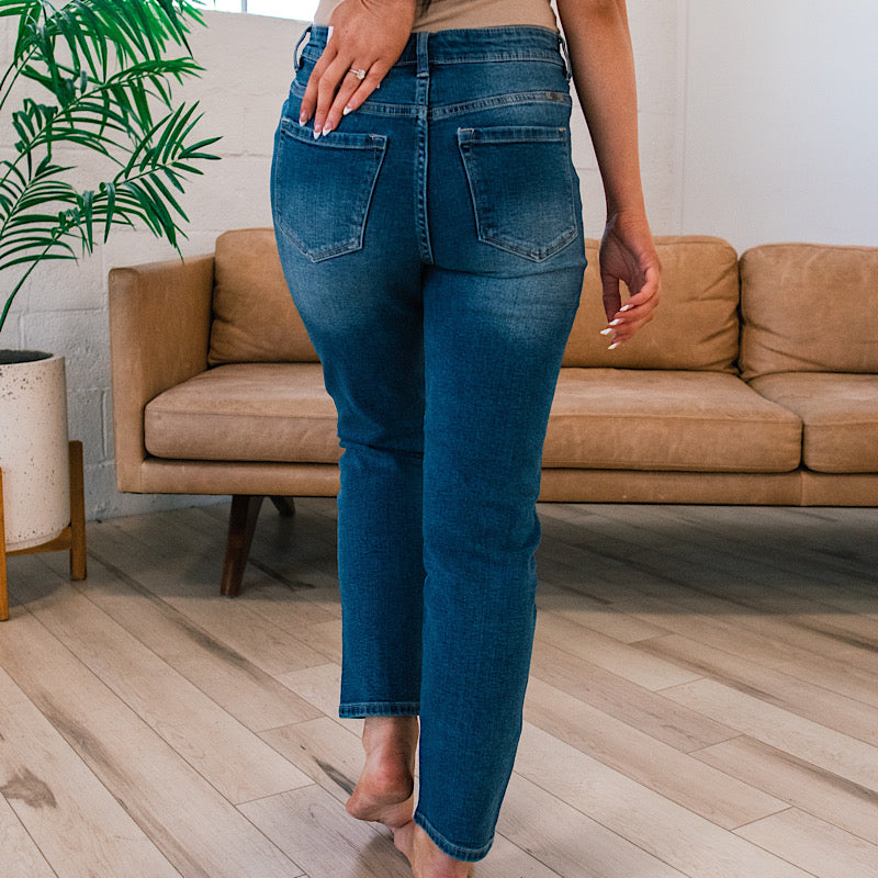 KanCan Navy Button Up Mom Jeans  KanCan   