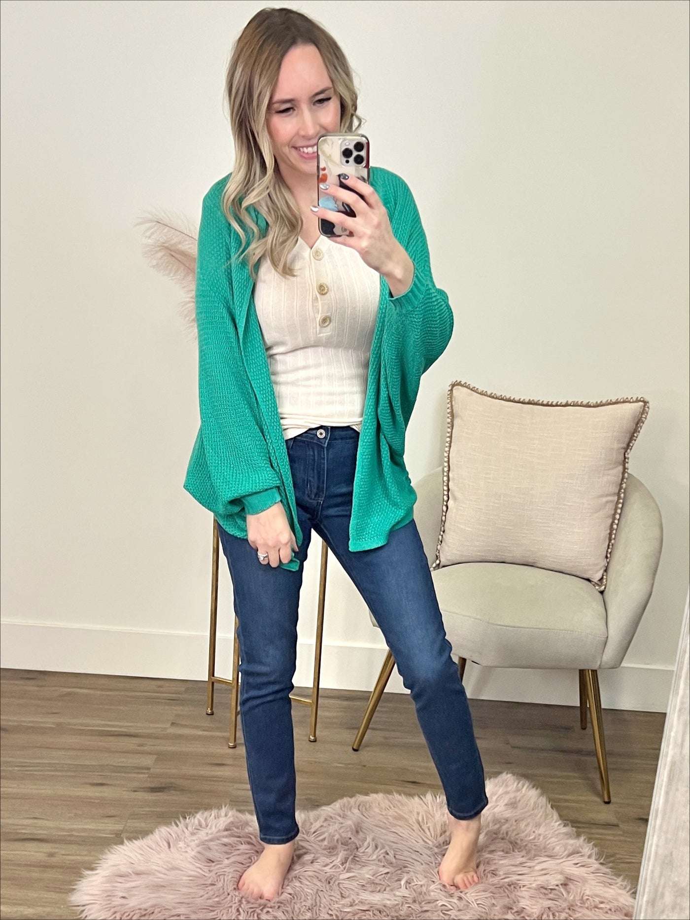 Jen Open Front Cardigan - Emerald  Staccato   