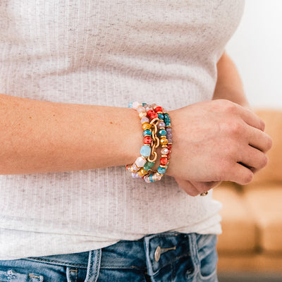 Multi-Color Beaded Bracelet Set  Trendy Wholesale   