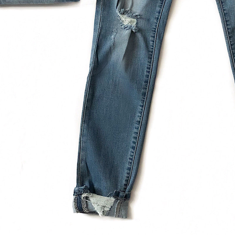 KanCan Favorite Distressed High Waist Button Up Jeans - Medium Wash FINAL SALE  KanCan   