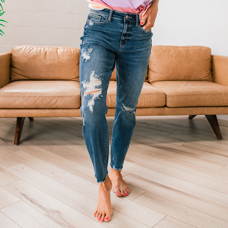 Judy Blue Jessica Distressed Relaxed Jeans  Judy Blue   