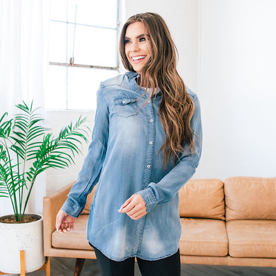 Chambray Button Up Tunic FINAL SALE  GeeGee   